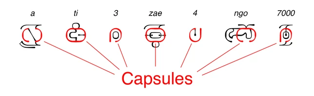 Exemples de capsules dans l'écriture banu